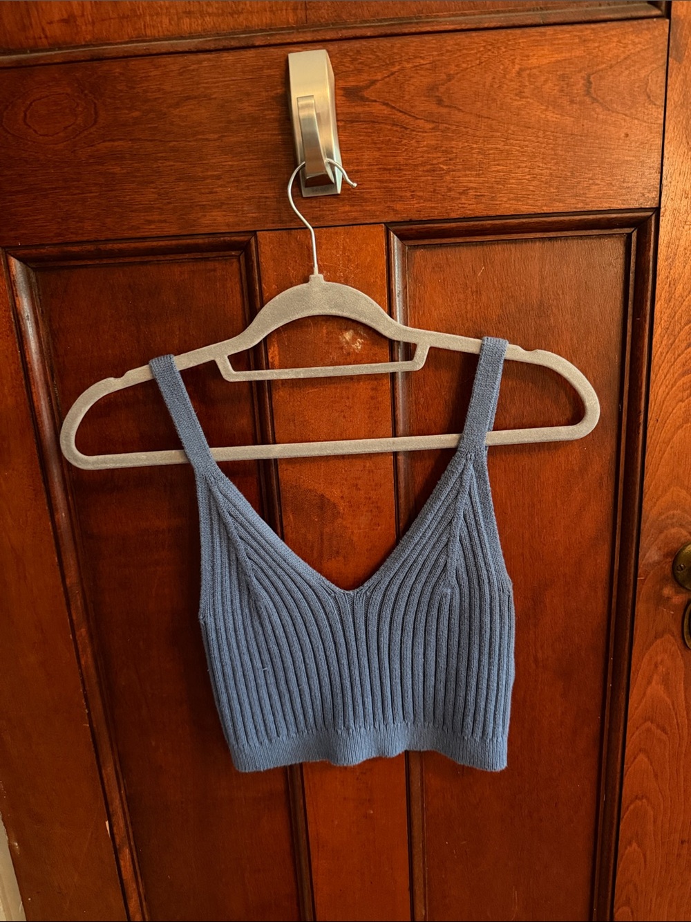 Aerie Blue V-Neck Cropped Sweater Tank